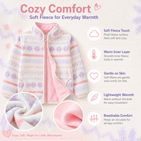 Veste polaire zippée pour filles, motif Fair Isle, douce et thermique, tendance, vêtements d'hiver chauds, multicolores