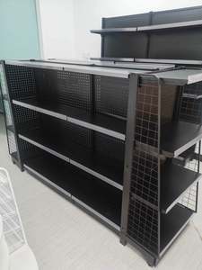 4 Layers Black Gondola Display Shelves Supermarket Double Sided Drugstore <b>Metal</b> Display <b>Racks</b> - Product Image 4