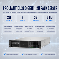 Server Rak DL380 Gen11 DL340e DL180 DL388 DL560 2U SMB SSD Web DNS HDD SATA Komputasi Jaringan Ethernet