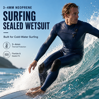Combinaison de plongée intégrale en néoprène 3mm 4mm avec fermeture éclair frontale et coutures GBS scellées pour le surf