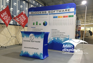 Tùy chỉnh xách tay có thể gập lại căng thẳng vải biểu ngữ Dễ dàng cài đặt khung nhôm bền truy cập <span class=keywords><strong>Pop</strong></span> Backdrop triển lãm thương mại - Product Image 2