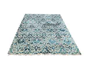 Tapis Oushak bleu turquoise noué à la main, tapis oriental en laine, tapis vintage, tapis bohème turc pour le salon - Product Image 2