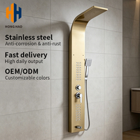 Panneau de douche mural multifonction en acier inoxydable pour salle de bain d'hôtel, avec fonction massage et pluie, vente en gros