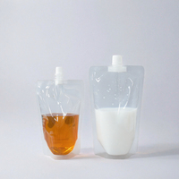 Pochettes souples transparentes écologiques avec bec verseur, 250 ml, 500 ml, 1000 ml, en PE 100 % recyclable, imprimées en gravure