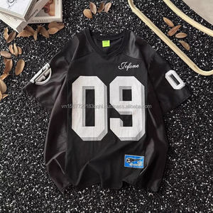 Camiseta de rugby para hombre, de verano, a la moda, de malla, de manga corta, transpirable, holgada, deportiva, de marca, con diseño de empalmes. - Product Image 3