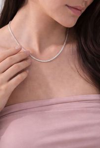 Elegante Collar Gargantilla de Tenis con Diamantes Chapado en Oro Rosa y Cadena de Eslabones, Diseño Minimalista para Regalo de Boda y Compromiso - Product Image 4