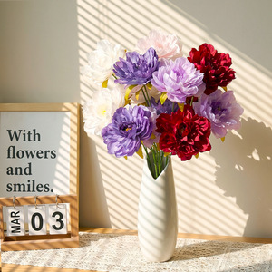 Flores Artificiales de Peonía de Cristal, Realistas, de Plástico y Tela, para Decoración de Bodas y Hogar - Product Image 1