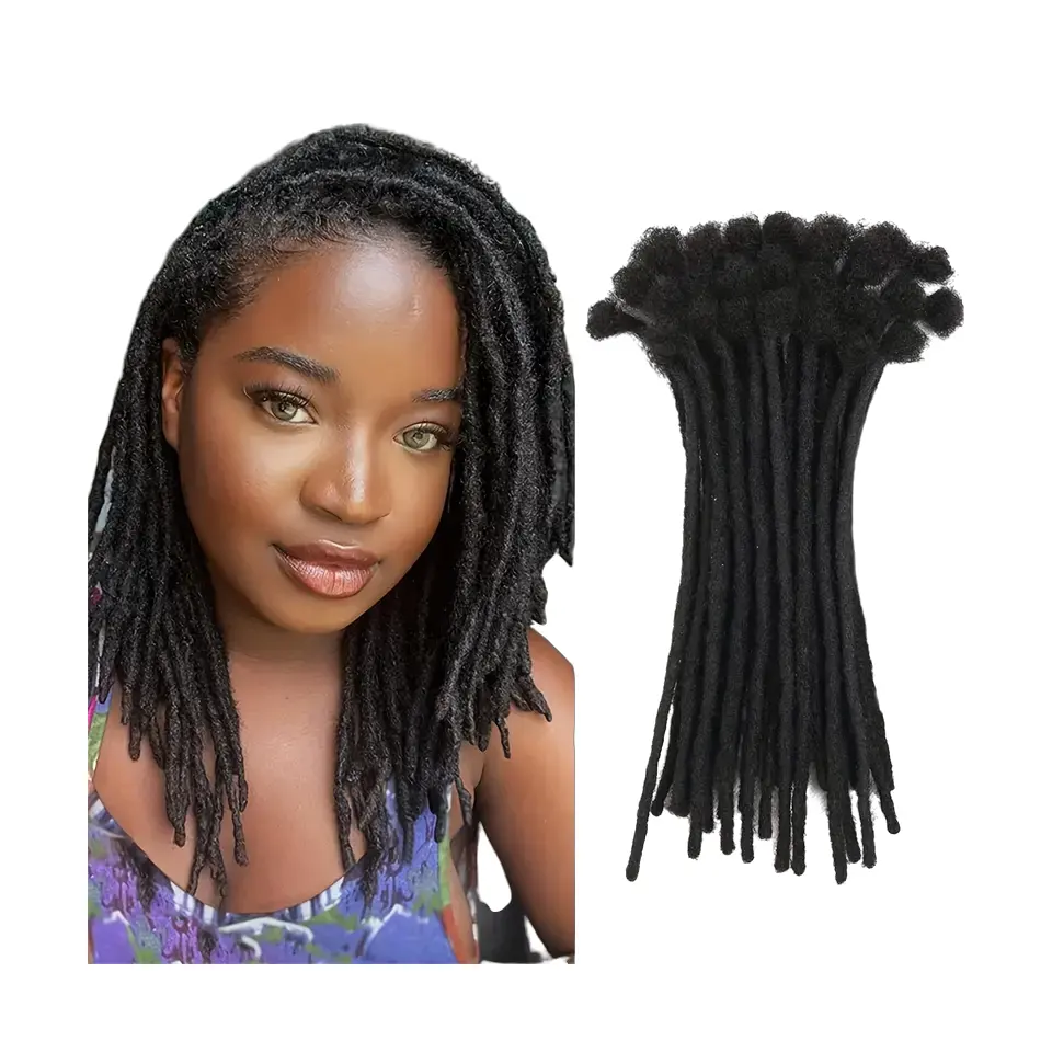 Remy Tóc Dreadlock Phần Mở Rộng 0.4Cm Tóc Con Người 100% Thực Sự Của Con Người Tóc Handmade Loc Mở Rộng Cho Nam Giới Phụ Nữ Tự Nhiên Màu Đen