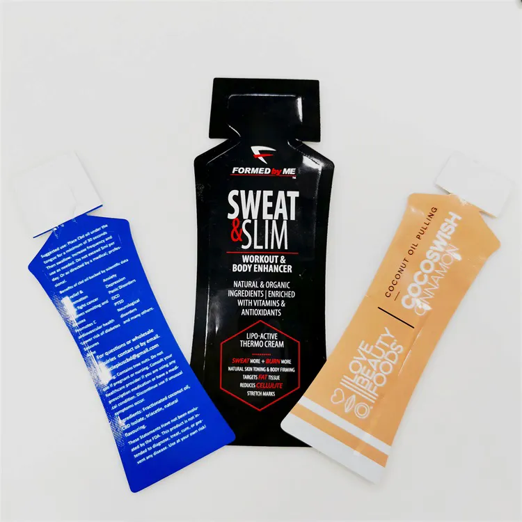 Custom Pouch 5ml 10ml Plastic Coconut Sachet Skin Care Hair Packaging Essential Massage Olive Oil Cosmetic Sample Bag