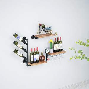 औद्योगिक पाइप अलमारियों वाइन रैक दीवार पर लटका वाइन रैक दीवार लटका वाइन ग्लास हैंगर वाइन ग्लास हैंगर - Product Image 3