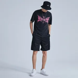 Streetwear 티셔츠 230gsm 무거운 무게 코튼 대형 빈티지 인쇄 그래픽 산 세척 T 셔츠 남성