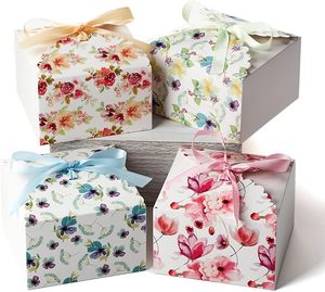 Piccole scatole regalo floreali con coperchi vuote decorazioni da forno per regalare biscotti festa della mamma - Product Image 3
