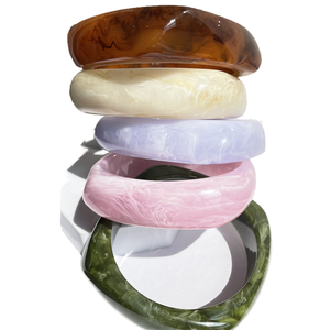 <b>Hot</b> Selling TRENDY Women's Geometric Square Bangle Waterproof Marble Texture Colored Resin Jewelry - Product Image 1