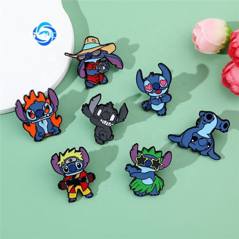 cute cartoon Stitch metal brooch creative funny bag clothes