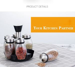 Private Label 304 Stainless Steel Cover Combination Glass Seasoning Bottle Rotating Base <b>Set</b> - Product Image 4