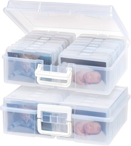 4" X 6" Photo Cases and Clear Craft Keeper with Handle - 16 Inner Cases Plastic Storage Container Box Transparent Organizer Box