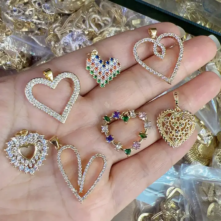 Wholesale Gold Plated Jewelry Cubic Zirconia Tiny Rose Gold Heart Pendants  Charms For Necklace Making Bulk Jewelry Wholesale - Buy Tiny Rose Gold