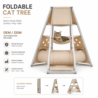 Structure d'escalade pliable pour chat d'intérieur, cadre en aluminium, panneaux en tissu, hamac, tunnel, rangement compact, condo pour chat, maison pour chat, OEM ODM