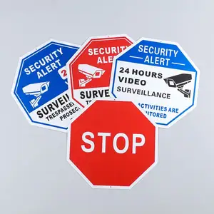 24 Hours Video Surveillance Metal Plaque Sign Custom Printing Road Street Warning Sign Aluminum Notice No Packing Nameplate