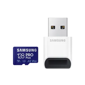 원래 SAMSUNG PRO 플러스 메모리 카드 128GB 256GB 512GB 마이크로 tf 플래시 SD 카드 최대 160 m/s U3 4K USB 3.0 카드 리더기