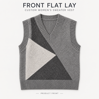 Gilet en tricot personnalisé pour femme, col en V, color block, sans manches, motif géométrique, pour tenue quotidienne superposée