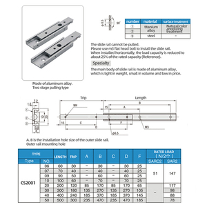 Guida Lineare in Alluminio a 2 Sezioni da 20mm di Larghezza <span class=keywords><strong>per</strong></span> Cassetti e Attrezzature - Product Image 4