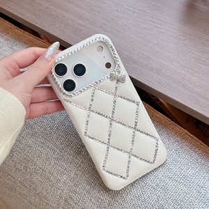 Custodia Rigida in Pelle PU con Motivo a Griglia 3D e Glitter Diamantati per <span class=keywords><strong>iPhone</strong></span> Air 16 15 14 <span class=keywords><strong>13</strong></span> 17 Pro Max, <span class=keywords><strong>Cover</strong></span> con Strass e Fiocco - Product Image 5