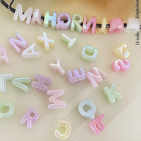 Perles en acrylique multicolores à grand trou pour la fabrication de bijoux DIY, lettres de l'alphabet à enfiler à la main