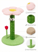 Arbre à chat décoratif écologique en peluche florale, poteaux en sisal naturel, tour d'escalade multi-niveaux en velours en forme de fleur, carton