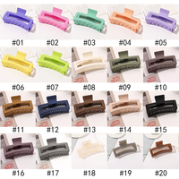 Griffes de cheveux carrées creuses de couleur unie de 13cm pour filles Rectangle mat Grande pince à cheveux antidérapante Mâchoire de griffe Jumbo en plastique givré