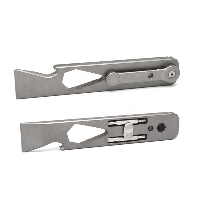 Titanium Pry bar with Wrench Screwdriver Bottle Opener Pocket Tool EDC