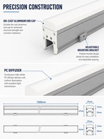 Lumière linéaire LED 12W 4000K Blanc neutre Basse tension IP65 Étanche Sans éblouissement Structure en aluminium + PC Éclairage mural extérieur pour villa