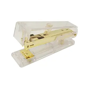 China Factory Medium Size 24/6 20sheets Desktop Gold Acrylic Paper Transparent Stapler Cute Stationery Stapler Office Supply