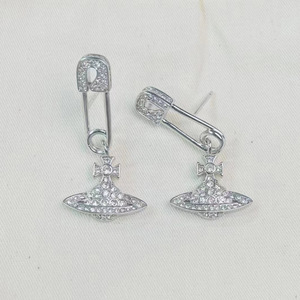 Pendientes de Saturno Elegantes de la Marca Western Queen Mother Vivienne para Mujer, Chapados en Oro, con Diseño de Planeta y Circonitas, Joyería de Moda al por Mayor - Product Image 3