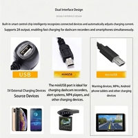 Chargeur allume-cigare pour voiture avec câble d'alimentation pour caméra embarquée, double ports USB 4.5A, chargeur de voiture OEM