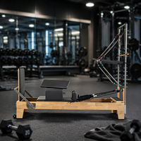 Yüksek Kaliteli Meşe Ahşap Yarı Yüksek Pilates Reformer Makinesi, Pürüzsüz Kaydırma Özellikli Ticari Antrenman Aleti