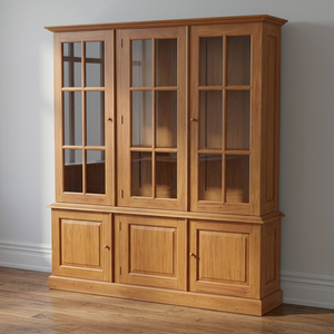 Caja de libro de madera maciza de caoba de 3 puertas, réplica, diseño clásico - Product Image 2