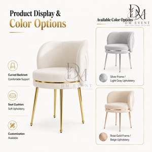 Modern Curved Upholstered Back Gold Stainless Steel Dining Chair with <b>White</b> <b>Cushion</b> for Hotel and Wedding Events Wholesale - Product Image 4