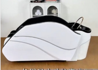 Lit de lavage de cheveux électrique avec massage et lumière LED bleue pour salon de coiffure et soins du cuir chevelu