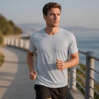 T-Shirt Sportiva da Uomo in Tessuto Morbido Elasticizzato, Traspirante, Anti-Pilling, Design Personalizzato OEM con Logo Stampato