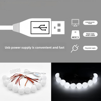 Luz LED para Espejo de Vanidad de 45 mm, Temperatura de Color Ajustable (2700K-6000K), Alimentación por USB, Control de Intensidad con Botón, Iluminación para Maquillaje