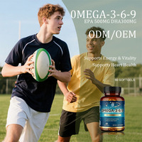 OEM ODM Omega 3 6 9 Gélules molles EPA 500mg DHA 300mg par portion Santé cardiaque Vitalité 60 unités Complément alimentaire Harmonie nutritive