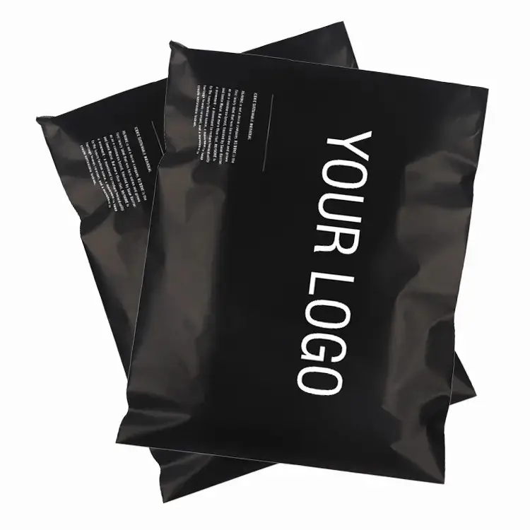 Posta ambalaj kurye çantaları Hoodies özel hava kargo PolyMailer Poly mailler siyah plastik parsel çanta teslimat