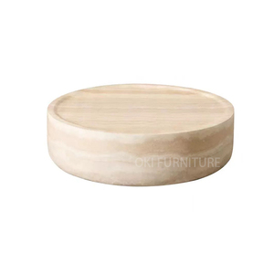 Modern Nested Coffee <strong>Table</strong> for Living Room Minimalist Wood Designer stone veneer <strong>Pattern</strong> <strong>Table</strong> Round Center <strong>Table</strong> - Product Image 6