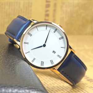 Custom Genuine Leather Strap Stainless Steel <b>Watch</b> Unisex Size Waterproof Auto Day - Product Image 1