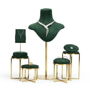 Custom fai da te Set di bracciale collana orecchino titolare moderno quadrato espositore gioielli velluto legno in metallo materiali scamosciati - Product Image 3