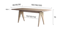 Table de salle à manger en bois massif de style Mid-Century, plateau en dalle de bois, pieds rectangulaires, bureau de conférence pour salle d'exposition
