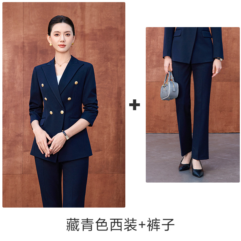 Navy blue suit trousers