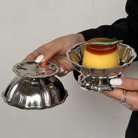 Ensemble de tasses à fleurs multi-usages classiques en acier inoxydable pour fêtes, glaces, sucettes glacées, fruits, desserts, milkshakes - Unisweet 180ML