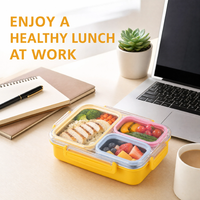 Boîte à lunch isotherme à double couche anti-fuite pour adultes et adolescents, réutilisable, sans BPA, écologique, grande capacité, 3 compartiments